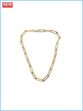 18K Gold Plated Titanium Thick Paperclip Chain Necklace Minimalist Short